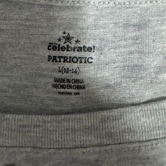 Celebrate Women’s Patriotic Bull Dog Gray Graphic T-Shirt Sz Large - Picture 2 of 5